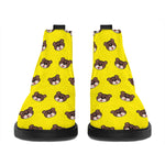 Bear Emoji Pattern Print Flat Ankle Boots