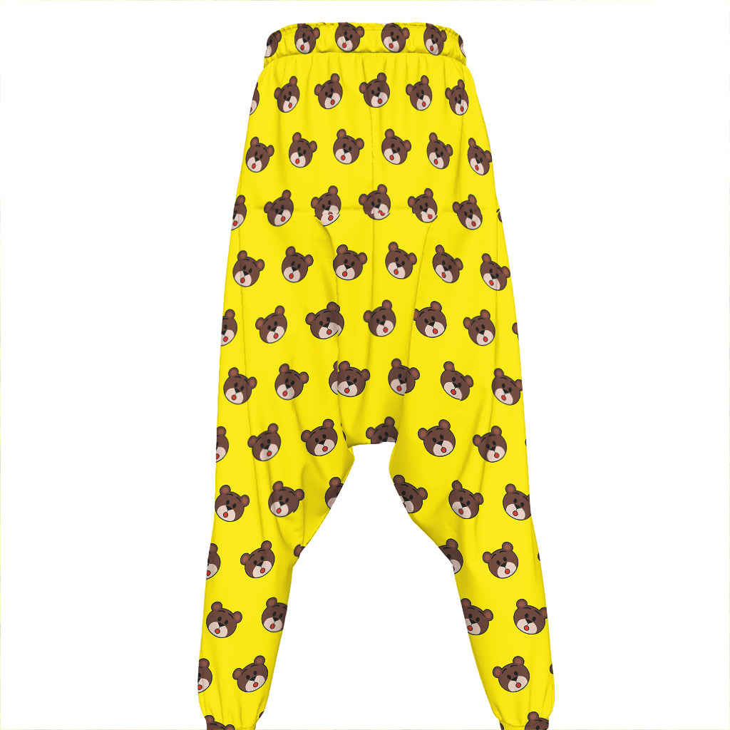 Bear Emoji Pattern Print Hammer Pants