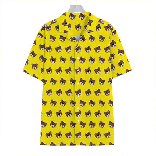 Bear Emoji Pattern Print Hawaiian Shirt
