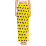 Bear Emoji Pattern Print High Slit Maxi Skirt