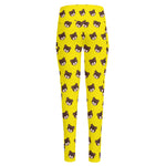 Bear Emoji Pattern Print High-Waisted Pocket Leggings