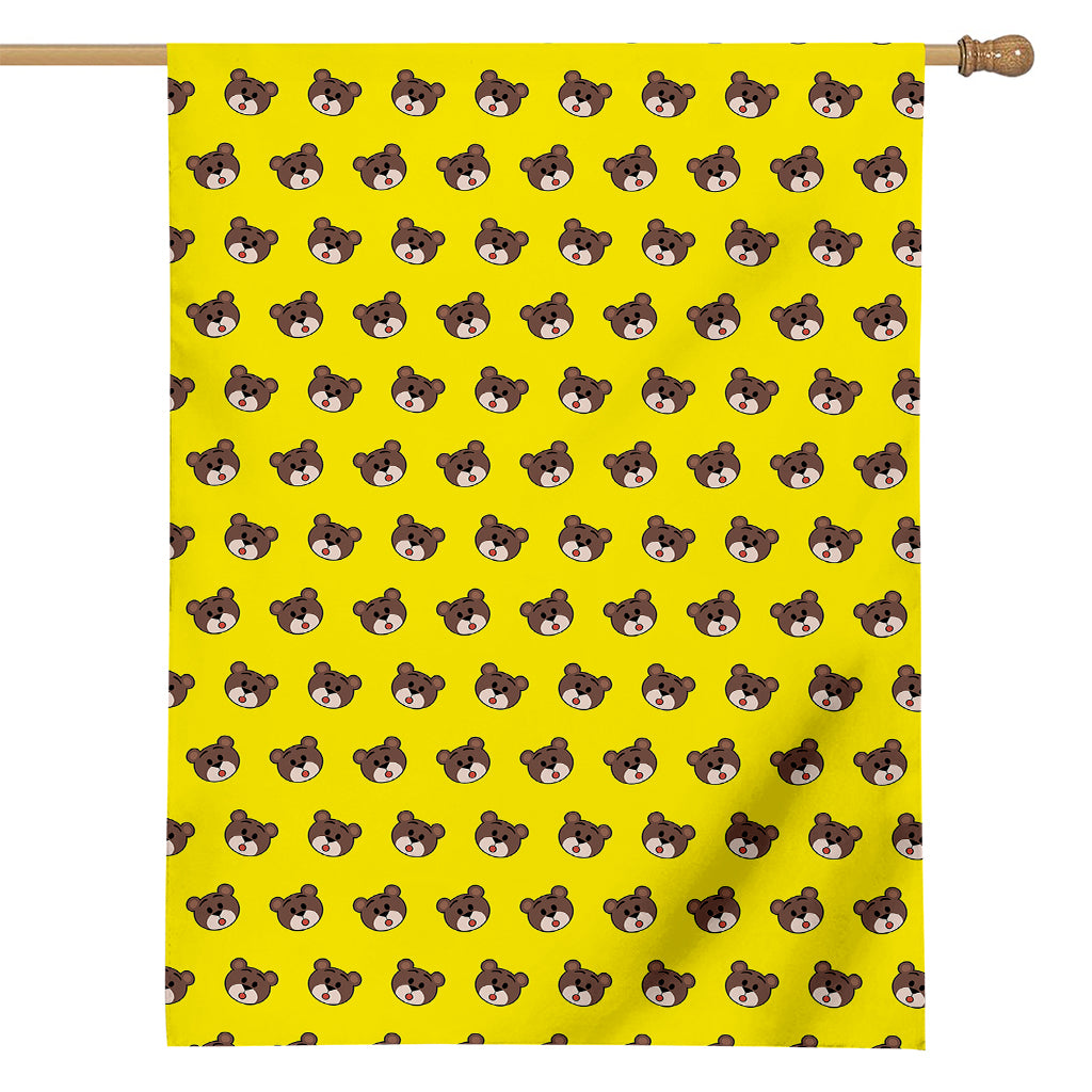 Bear Emoji Pattern Print House Flag