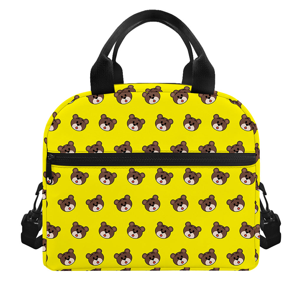 Bear Emoji Pattern Print Insulated Lunch Bag