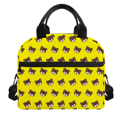 Bear Emoji Pattern Print Insulated Lunch Bag