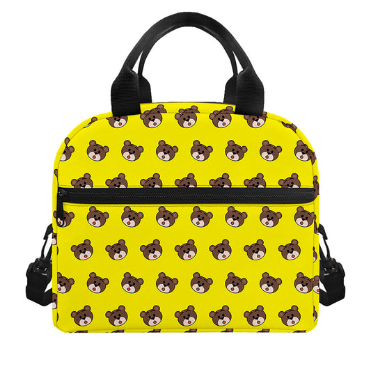 Bear Emoji Pattern Print Insulated Lunch Bag