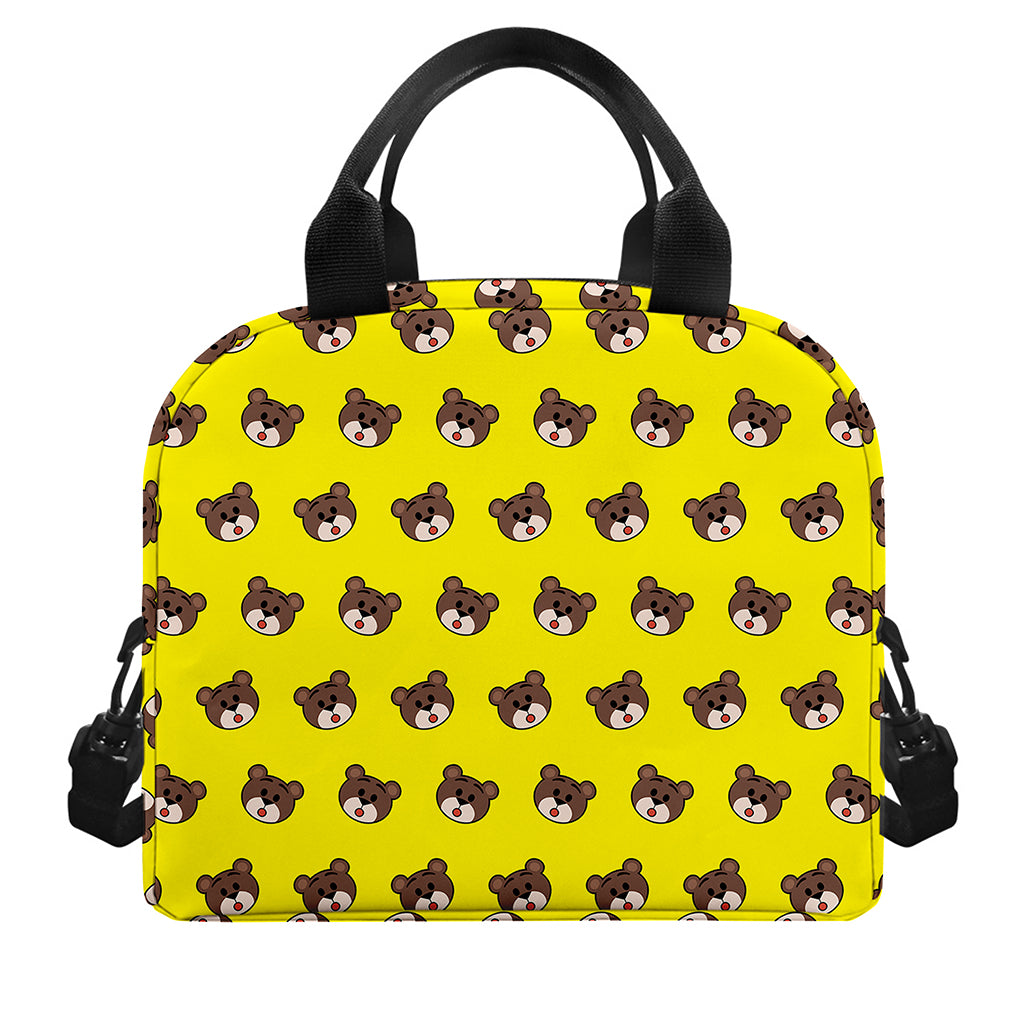 Bear Emoji Pattern Print Insulated Lunch Bag