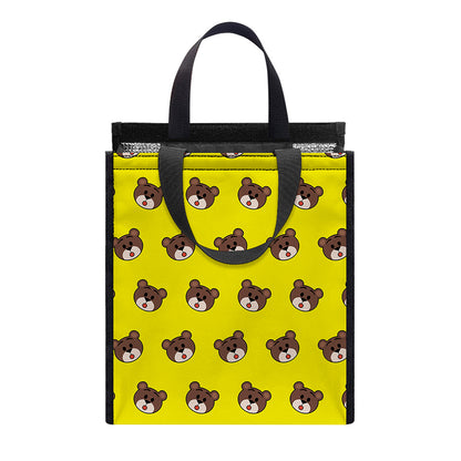 Bear Emoji Pattern Print Insulated Lunch Tote