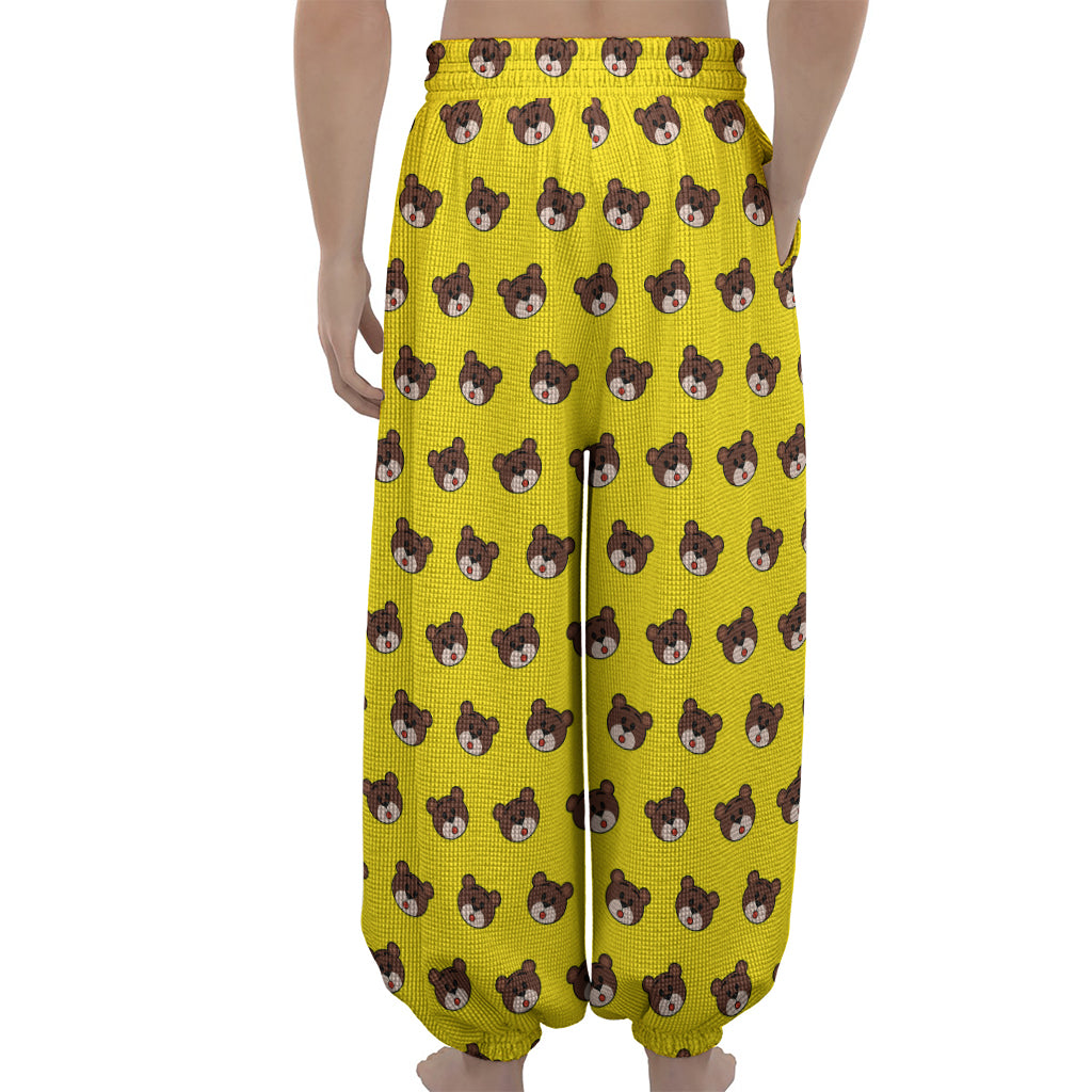 Bear Emoji Pattern Print Lantern Pants