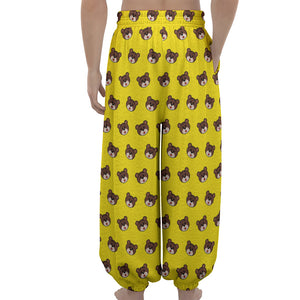 Bear Emoji Pattern Print Lantern Pants