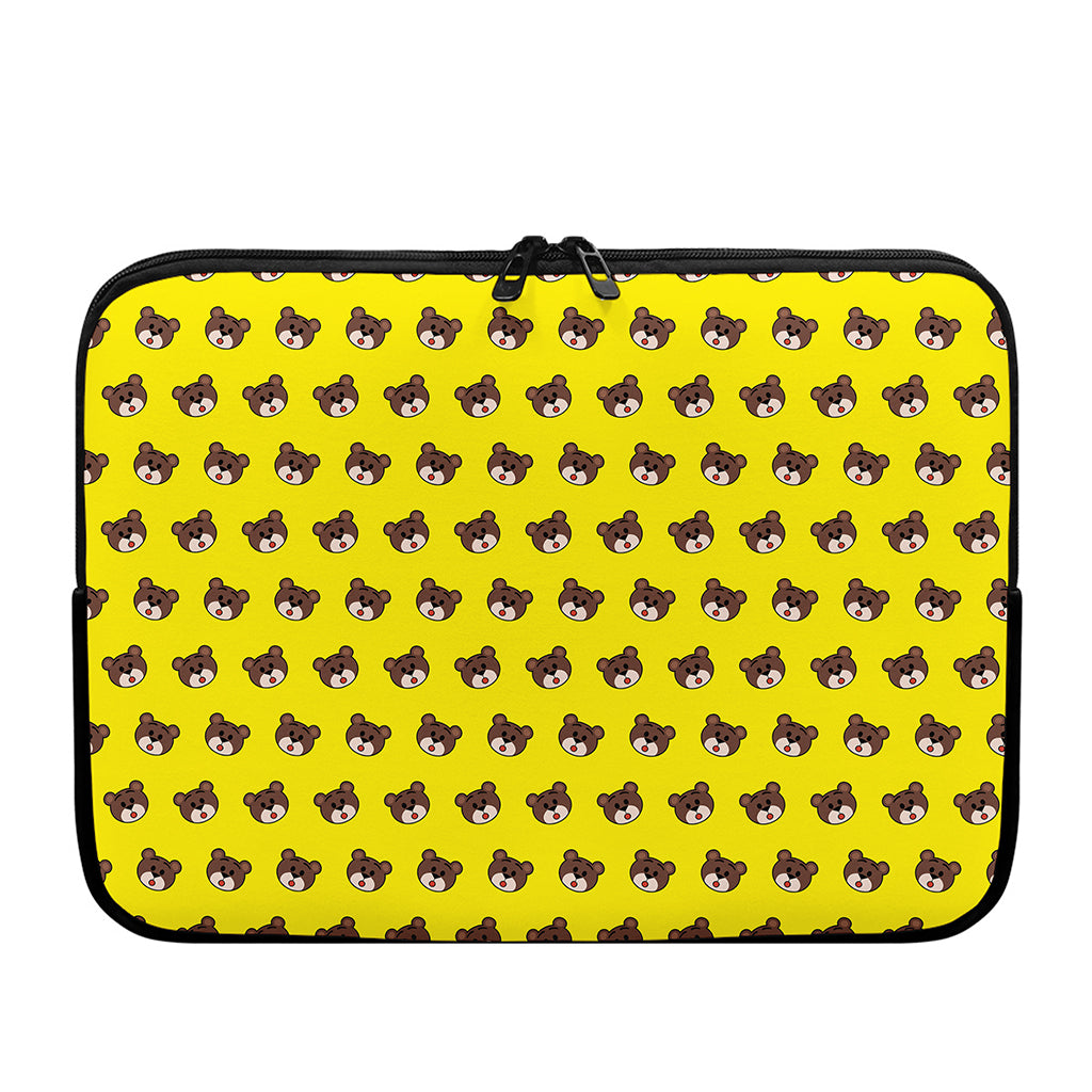 Bear Emoji Pattern Print Laptop Sleeve