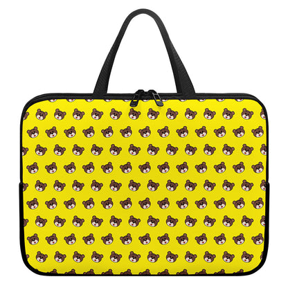 Bear Emoji Pattern Print Laptop Sleeve With Handle
