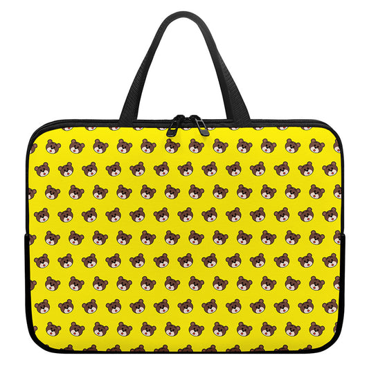Bear Emoji Pattern Print Laptop Sleeve With Handle