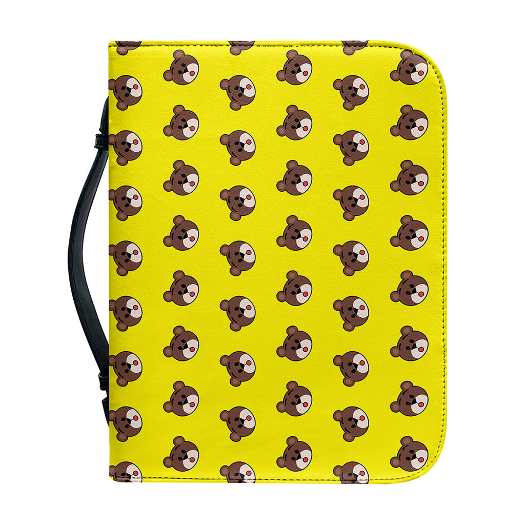 Bear Emoji Pattern Print Leather Bible Cover