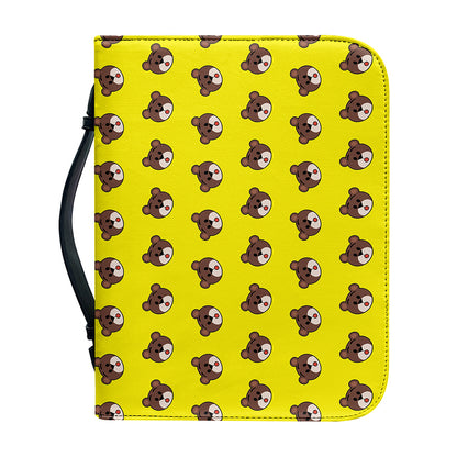 Bear Emoji Pattern Print Leather Bible Cover