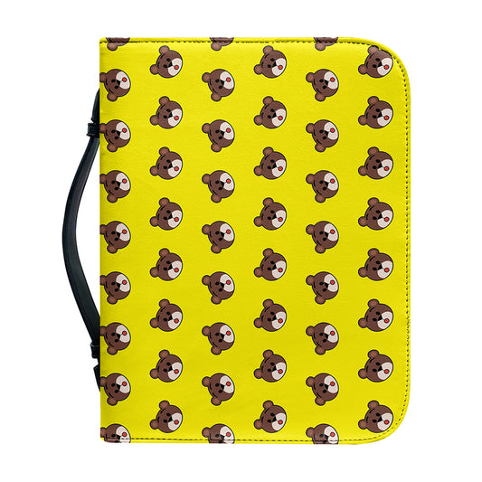 Bear Emoji Pattern Print Leather Bible Cover