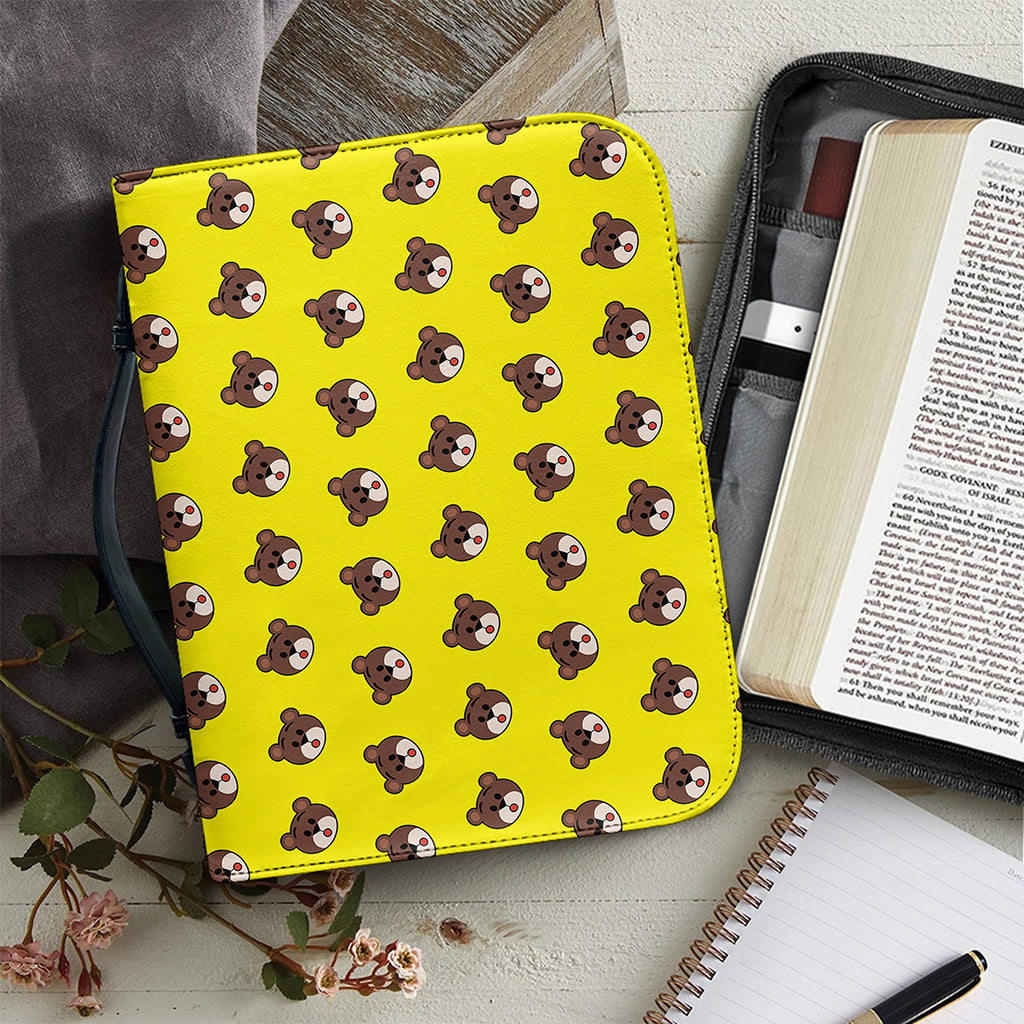 Bear Emoji Pattern Print Leather Bible Cover
