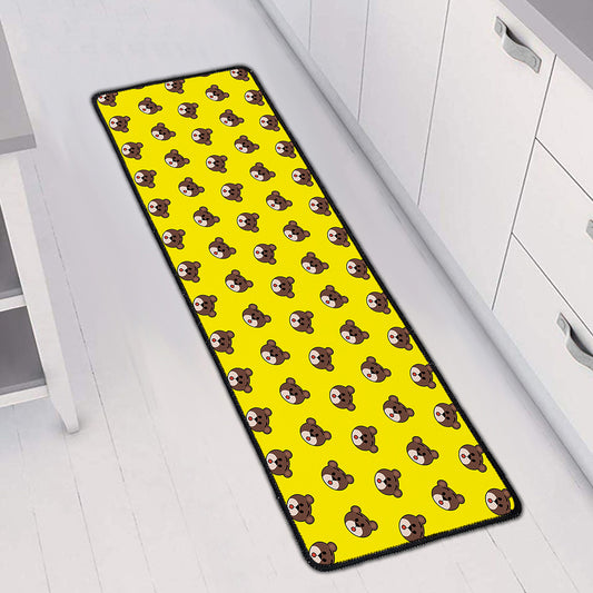 Bear Emoji Pattern Print Long Kitchen Mat
