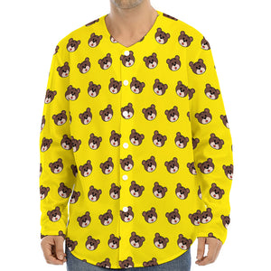 Bear Emoji Pattern Print Long Sleeve Baseball Jersey