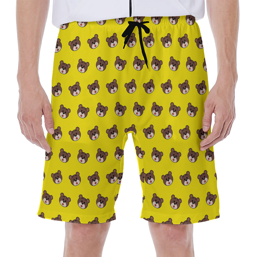 Bear Emoji Pattern Print Men's Beach Shorts