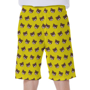 Bear Emoji Pattern Print Men's Beach Shorts