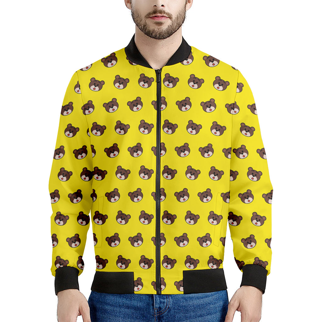 Bear Emoji Pattern Print Men's Bomber Jacket