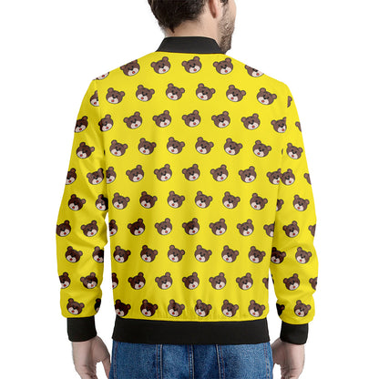 Bear Emoji Pattern Print Men's Bomber Jacket