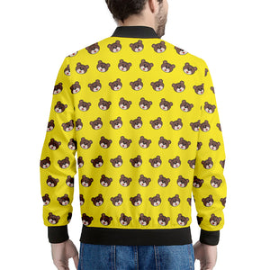 Bear Emoji Pattern Print Men's Bomber Jacket