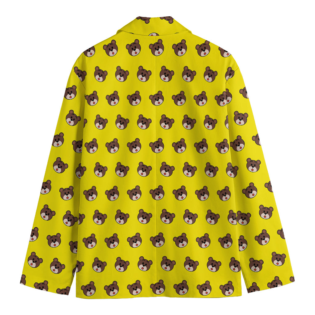 Bear Emoji Pattern Print Men's Cotton Blazer