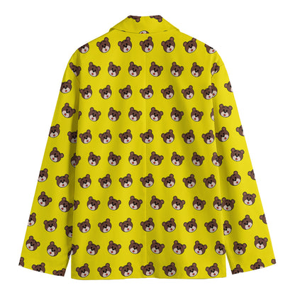 Bear Emoji Pattern Print Men's Cotton Blazer