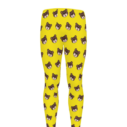 Bear Emoji Pattern Print Men's leggings