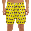 Bear Emoji Pattern Print Men's Split Running Shorts