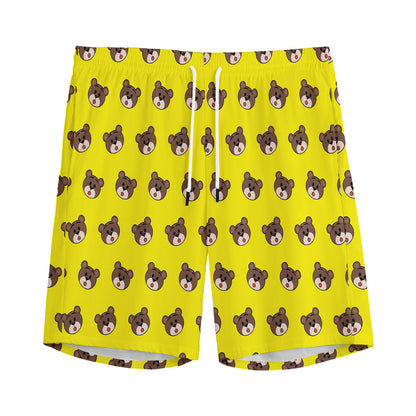 Bear Emoji Pattern Print Men's Sports Shorts