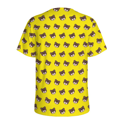 Bear Emoji Pattern Print Men's Sports T-Shirt