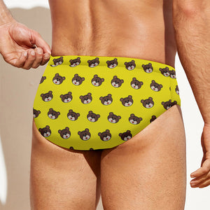 Bear Emoji Pattern Print Men's Swim Briefs