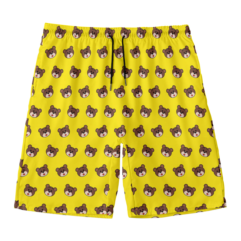 Bear Emoji Pattern Print Men's Swim Trunks