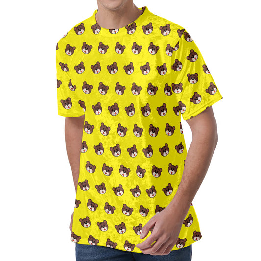 Bear Emoji Pattern Print Men's Velvet T-Shirt