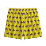 Bear Emoji Pattern Print Mesh Shorts