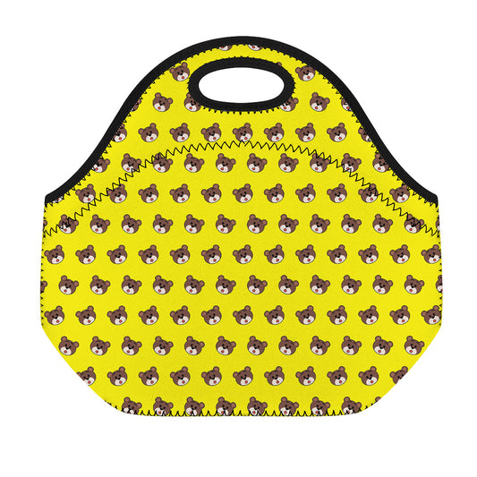 Bear Emoji Pattern Print Neoprene Lunch Bag