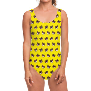 Bear Emoji Pattern Print One Piece Swimsuit