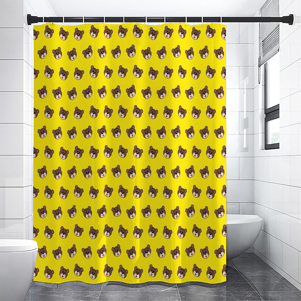 Bear Emoji Pattern Print Premium Shower Curtain