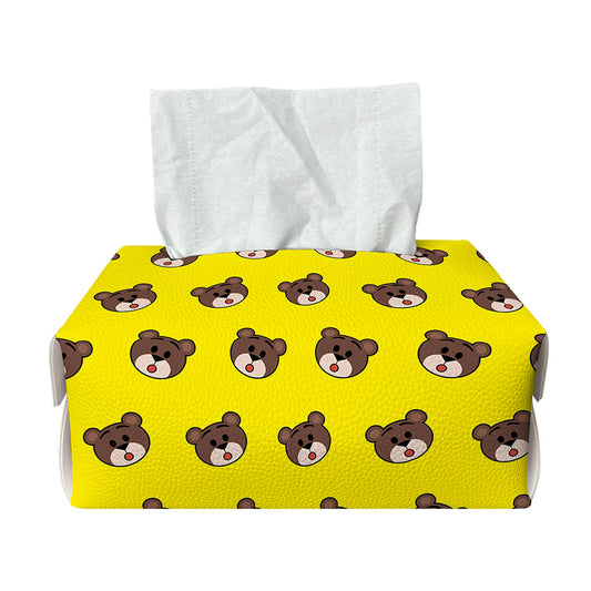 Bear Emoji Pattern Print Rectangle Tissue Box Cover