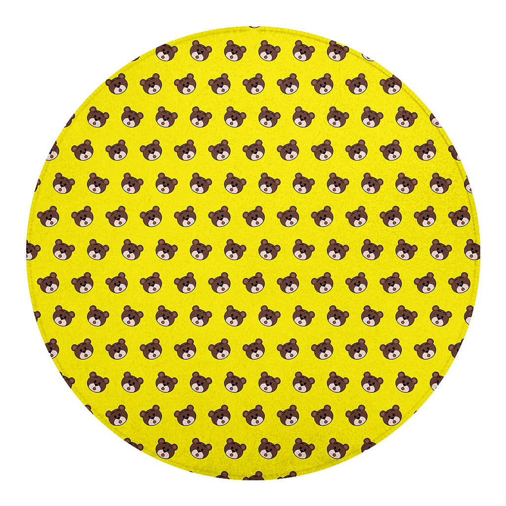 Bear Emoji Pattern Print Round Blanket