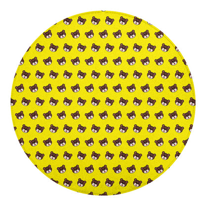 Bear Emoji Pattern Print Round Blanket