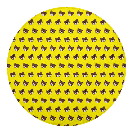 Bear Emoji Pattern Print Round Blanket