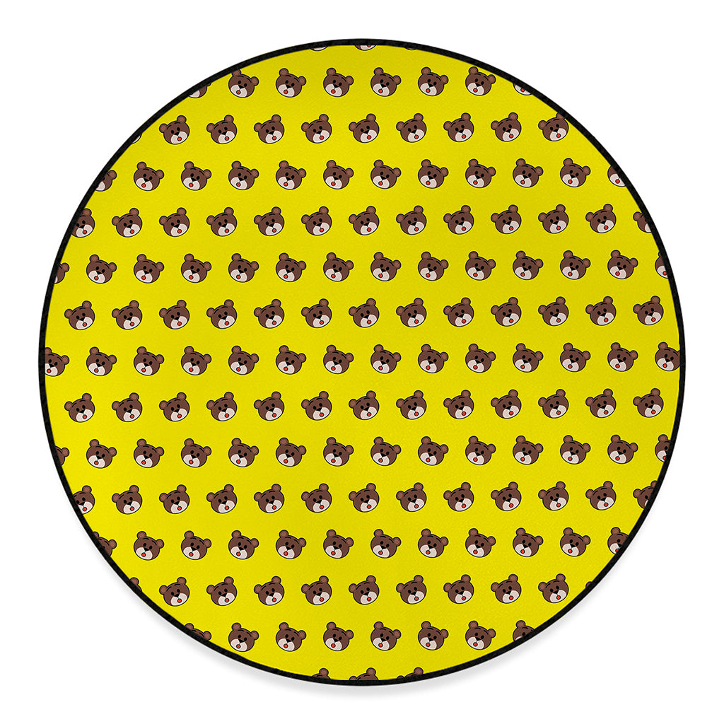 Bear Emoji Pattern Print Round Floor Mat