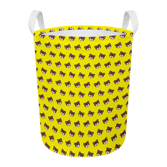Bear Emoji Pattern Print Round Laundry Basket