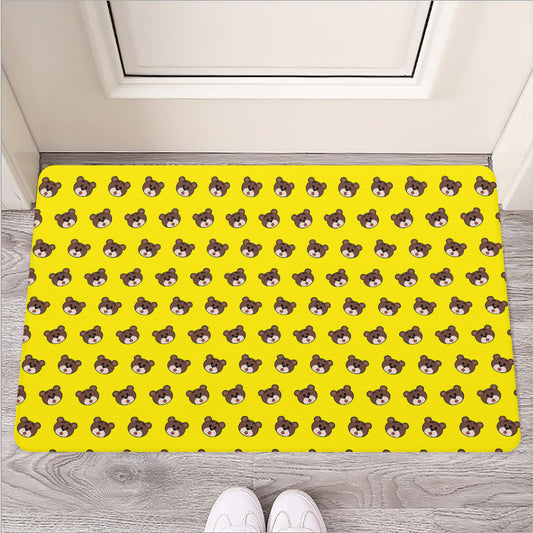 Bear Emoji Pattern Print Rubber Doormat