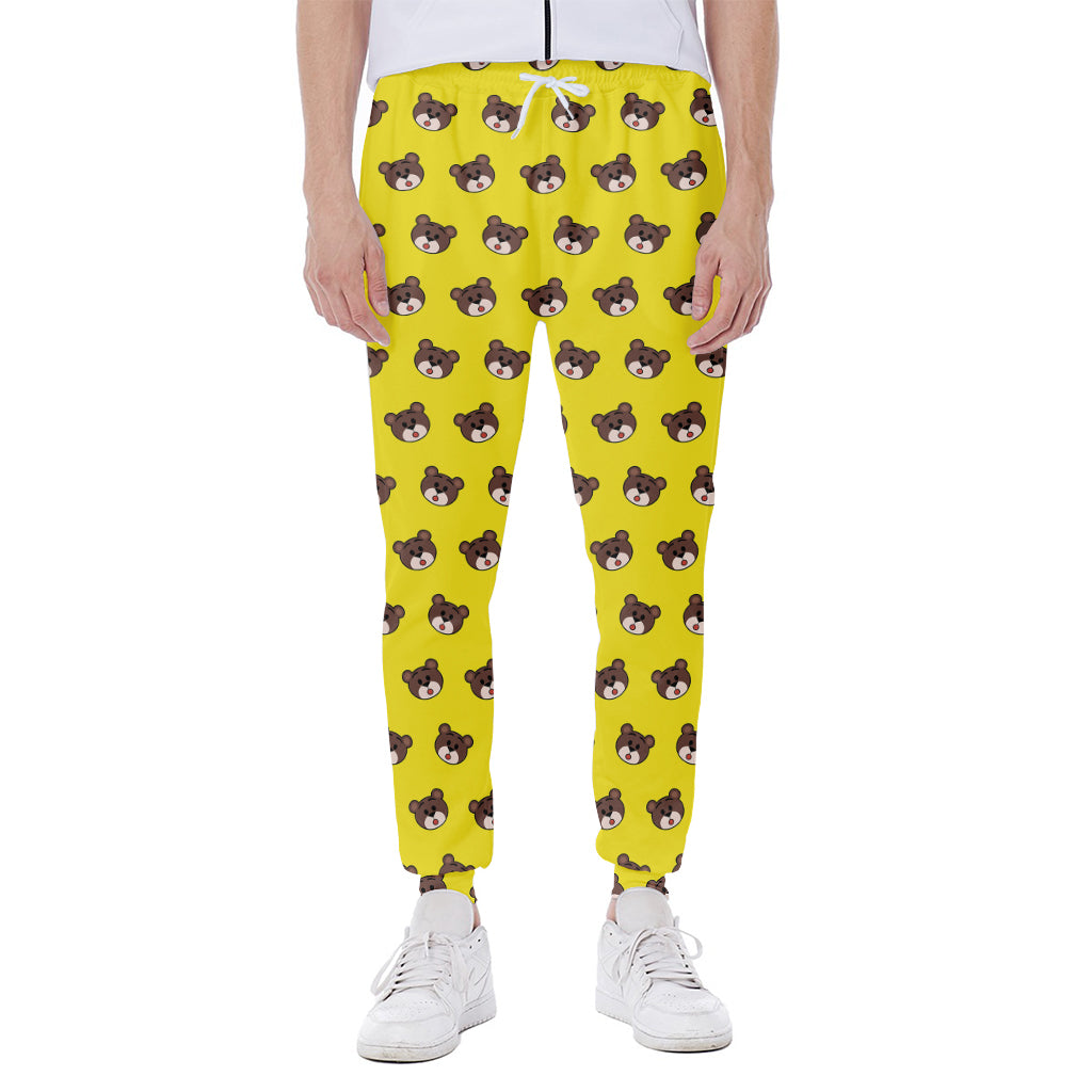 Bear Emoji Pattern Print Scuba Joggers
