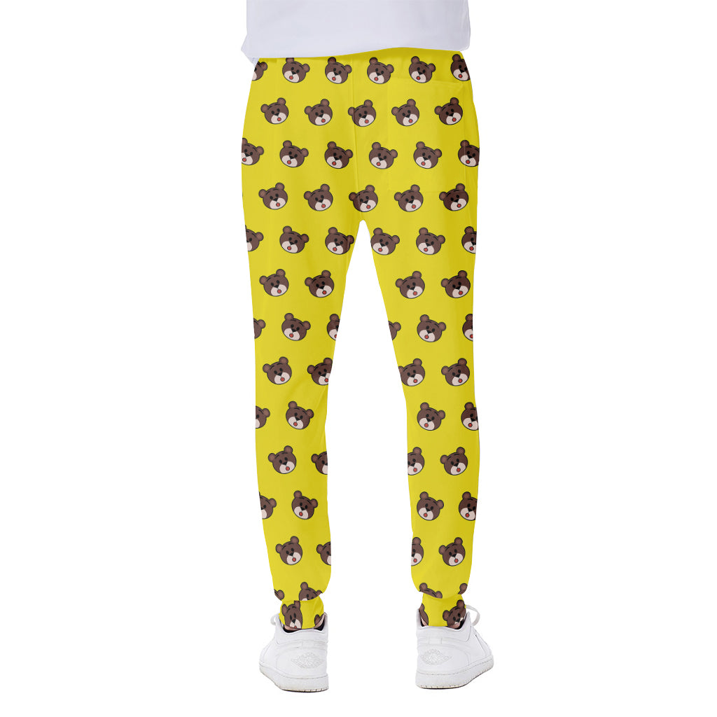 Bear Emoji Pattern Print Scuba Joggers