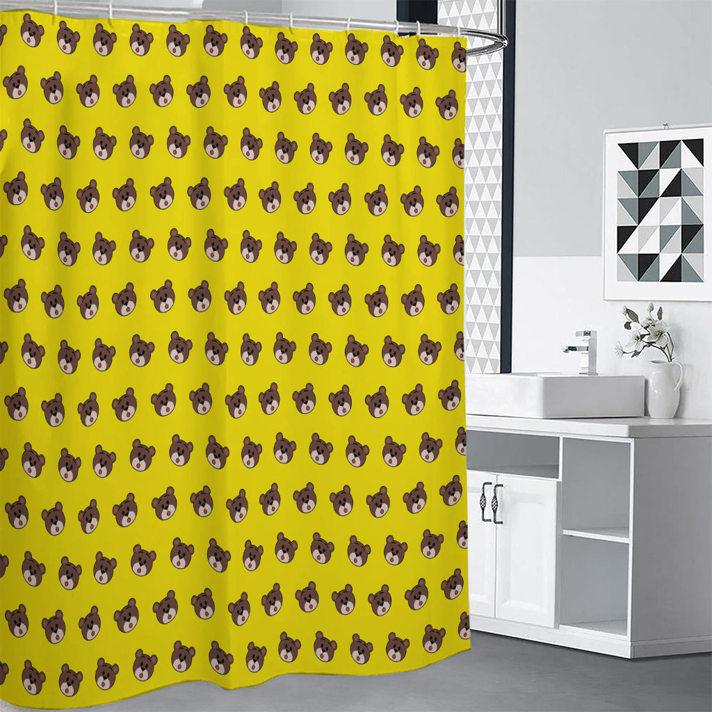 Bear Emoji Pattern Print Shower Curtain